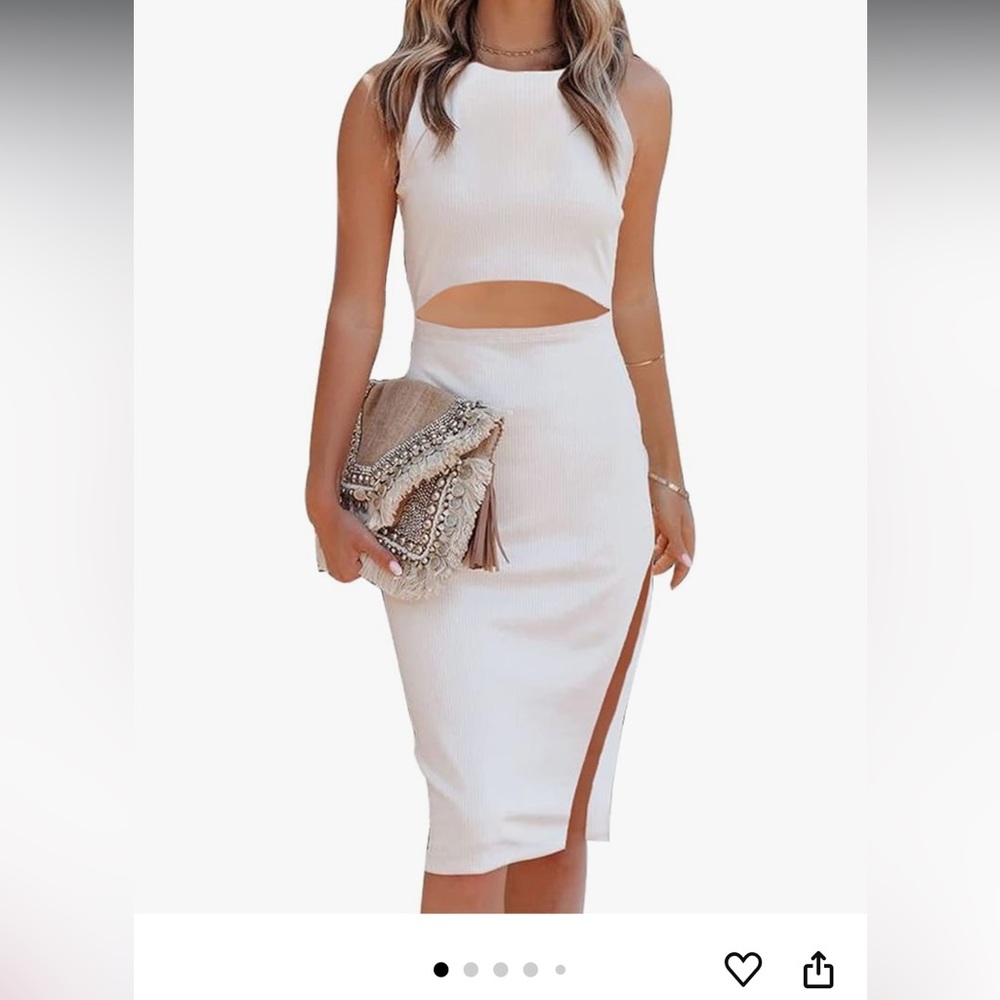 White Cut-Out Midi Dress